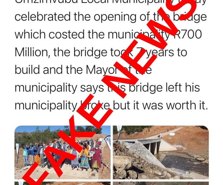 UMZIMVUBU LOCAL MUNICIPALITY DISTANCES ITSELF FROM A MISLEADING SOCIAL MEDIA POST